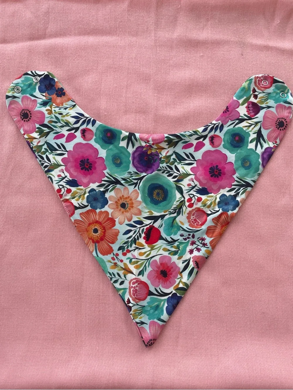 Watercolor Floral Baby Bandana Bib with Snap Closure